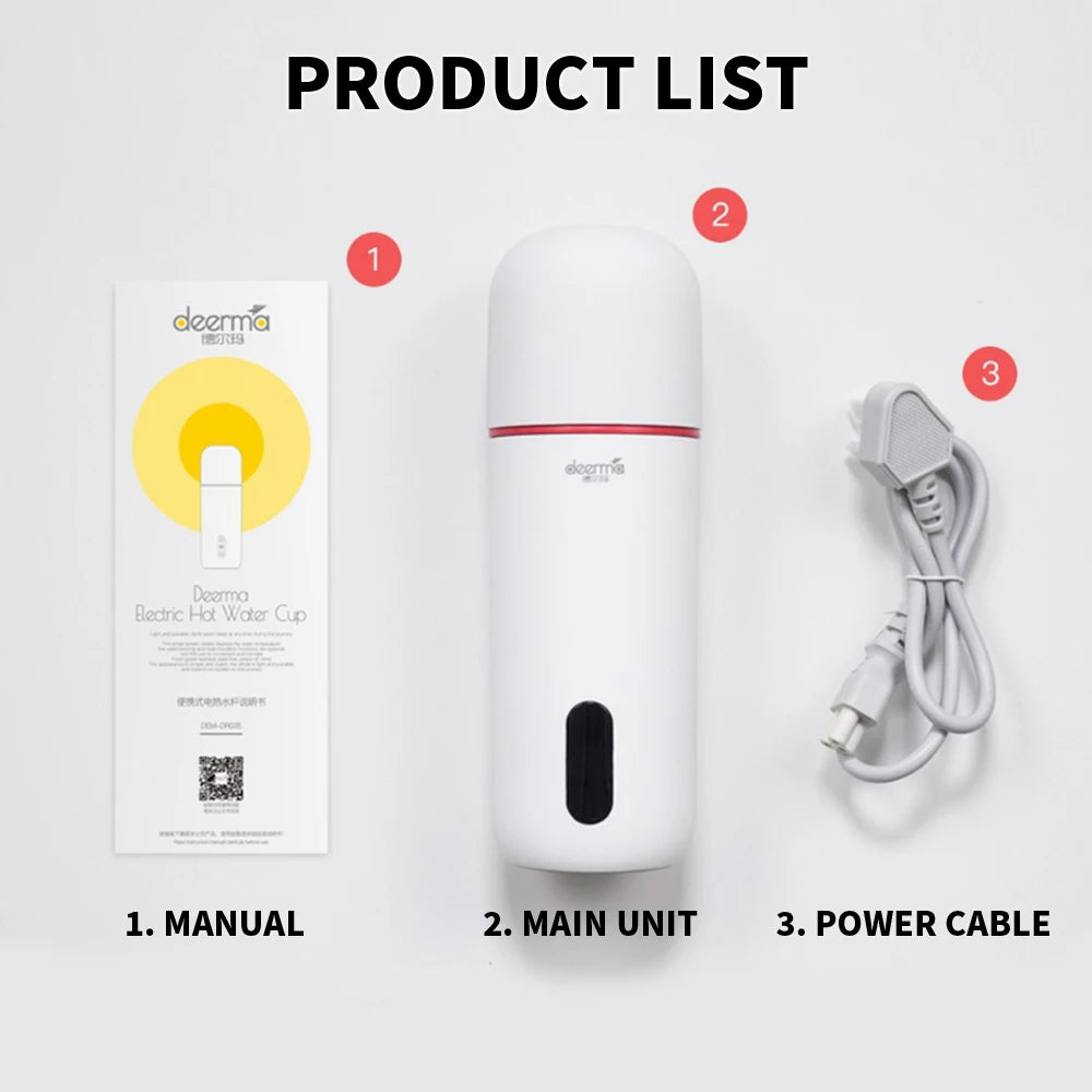 Deerma DEM-DR035 bottle water 350ML Portable Electric Water Cup Touch Control Drinkware Thermos Smart water Kettle