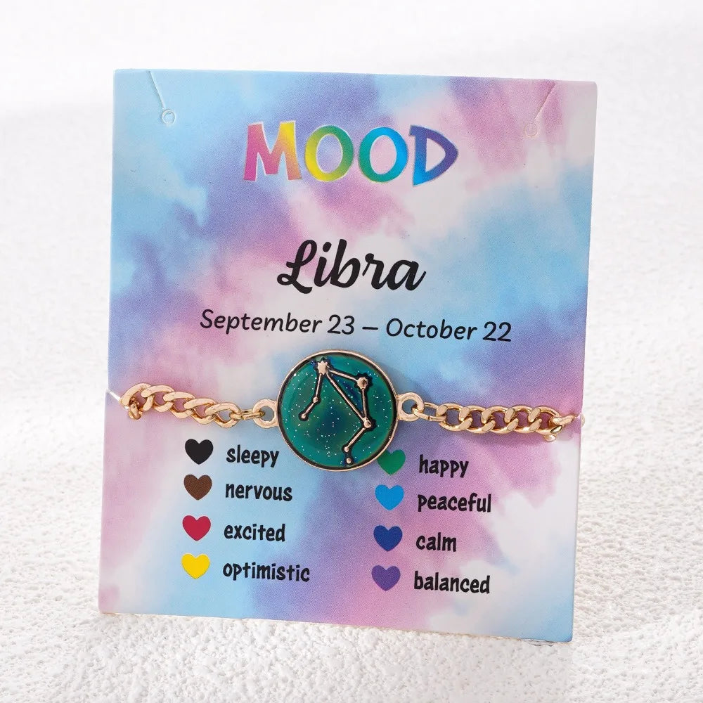 Zodiac Bracelet for Women 12 Constellation Sign Bracelet Color Changing Bracelet Temperature Sensing Mood Jewelry