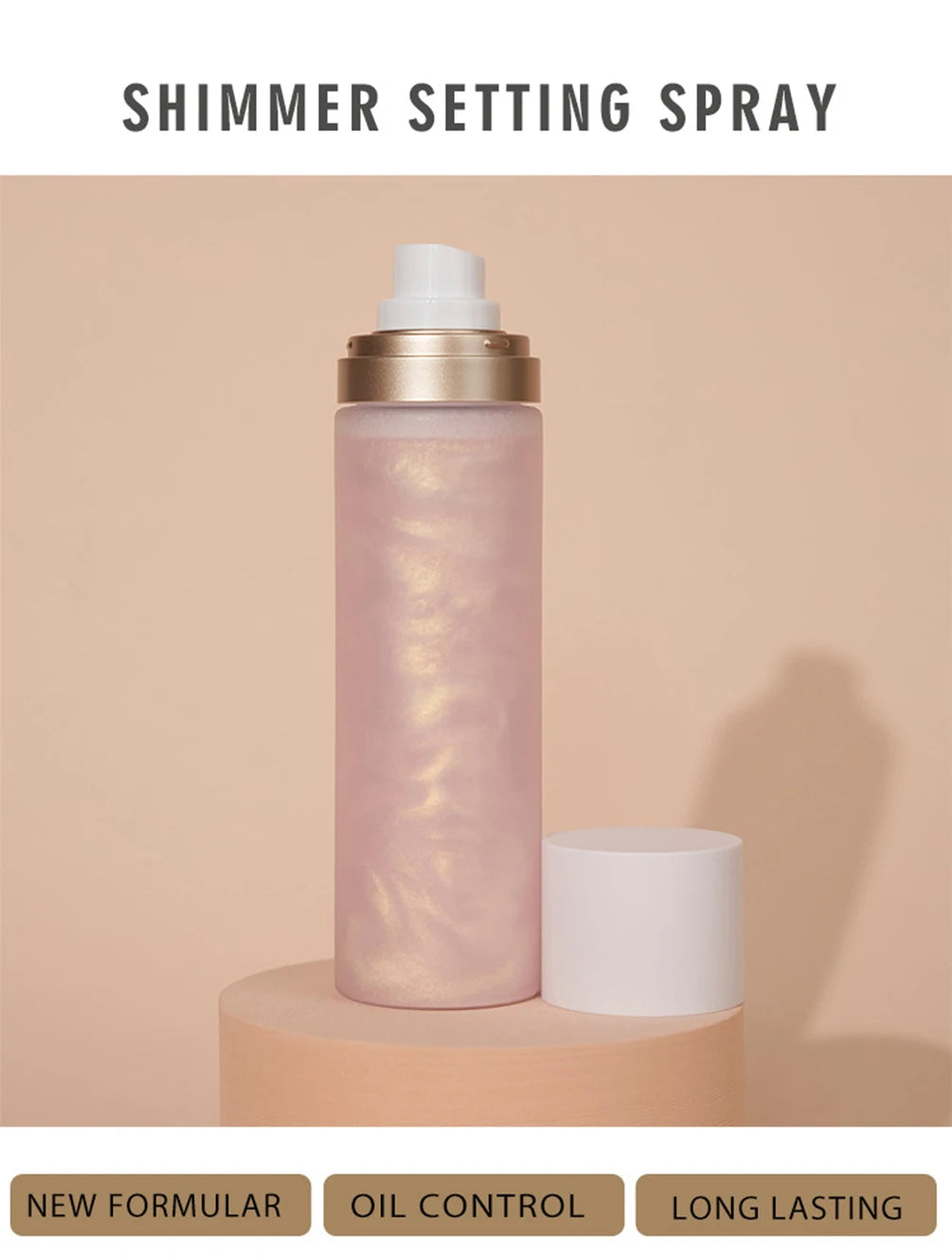 Private Label 100ml Setting Spray Custom Logo 3color Oil-control Long-lasting Sweat-proof Hydrating Glitter Pearlescent Makeup
