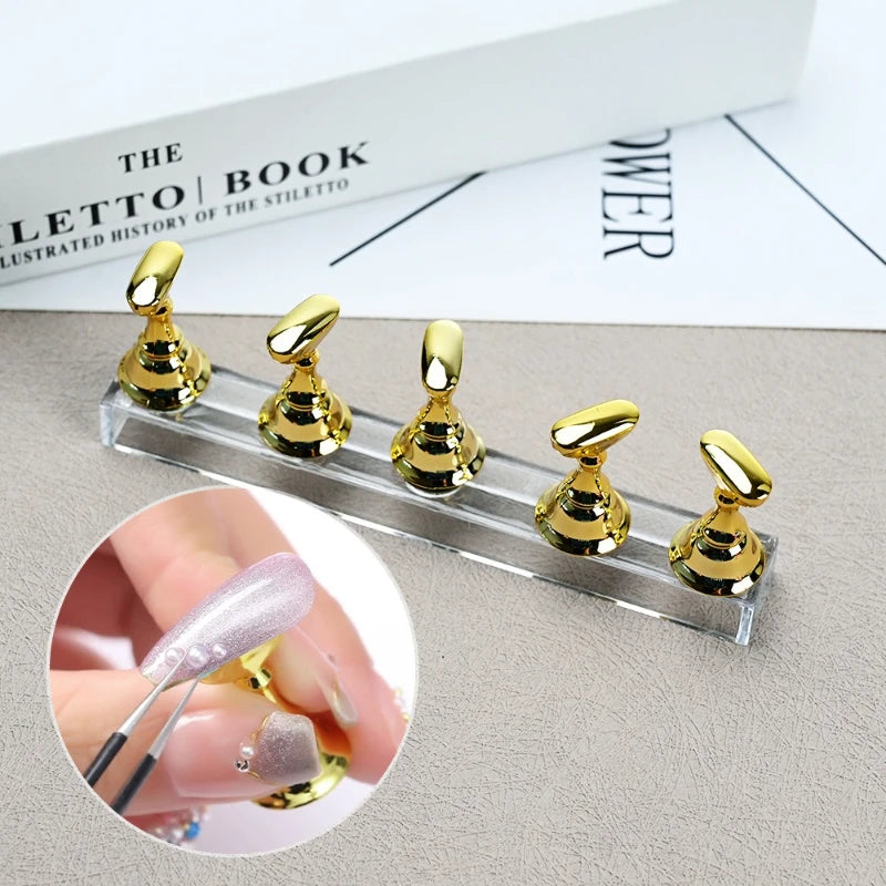 10/5Pcs Transparent Aurora Nail Stand Magnetic False Nail Tips Holder Press on Nails Display Rack Acrylic Nail Painting/Training