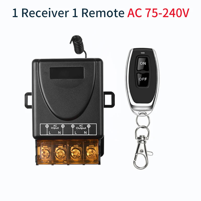 AC 75-220V DC 9-72V RF433Mhz Wireless Remote Control Switch 12V 24V 110V 220V 30A Relay Receiver for Water Pump Motor LED Light