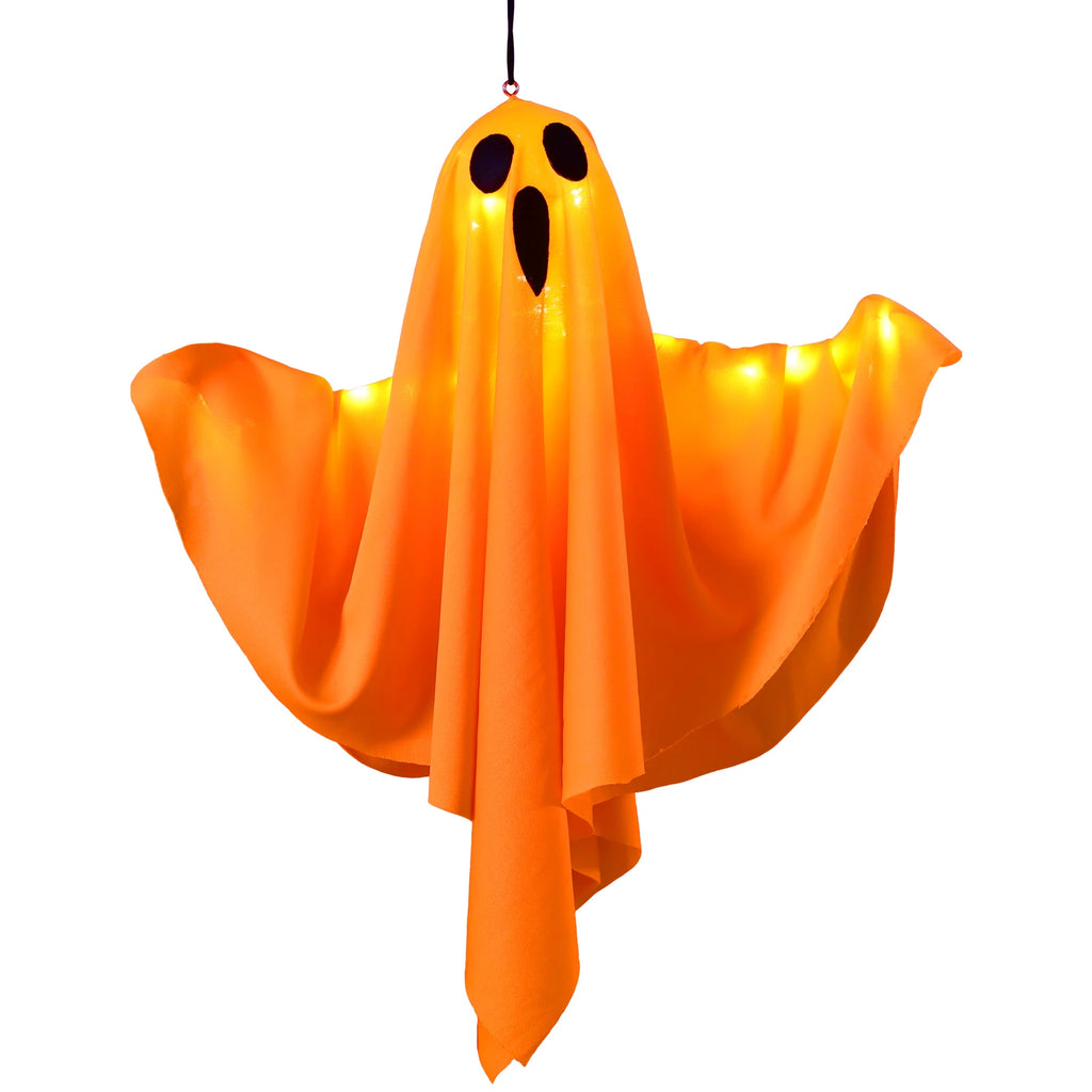 Halloween Hanging Ghost Decorations Outdoor, Glowing Ghost with Witch Hat String Lights for Yard Patio Garden Tree Decoration