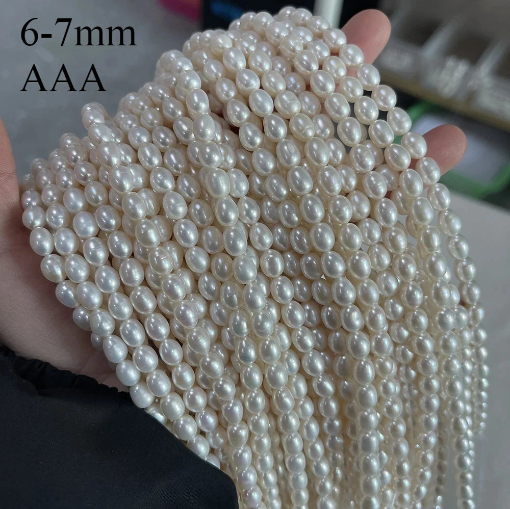 Natural Freshwater Pearl Beads High Quality Rice Shape Punch Loose Beads for DIY Elegant Necklace Bracelet Jewelry Making