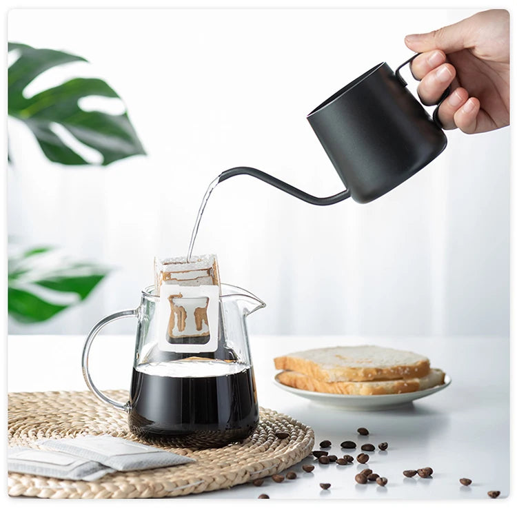 GIANXI Stainless Steel Gooseneck Coffee Maker Hanging Ear Drip Spout Pot Tea Kettle with Handle Drop Shipping