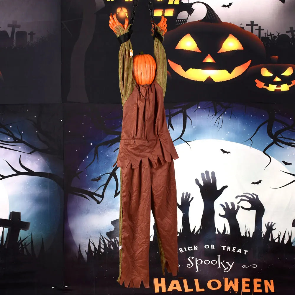 1PC Halloween Decoration Hanging Pumpkin Head Scream Sound Party Prop Haunted House Parties Home Decor Funny Electric Toys