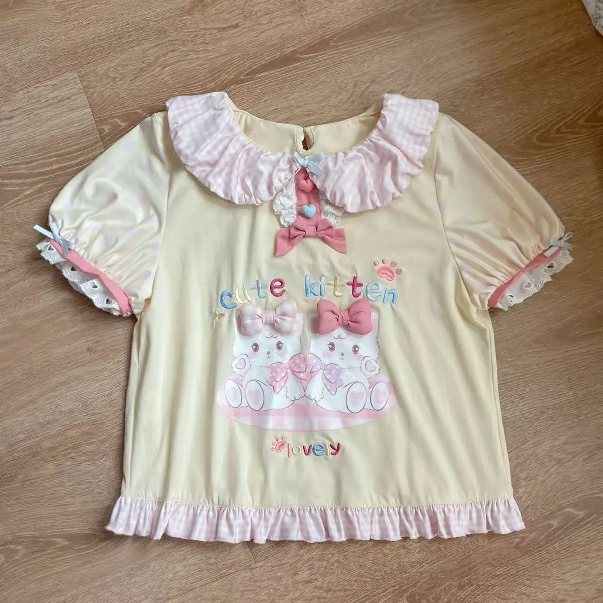 Japanese Kawaii T-shits Women Casual Y2k Crop Top Sweet Lolita Tees Design for Girls Clothing Short Sleeve T Shirts Outwear Chic