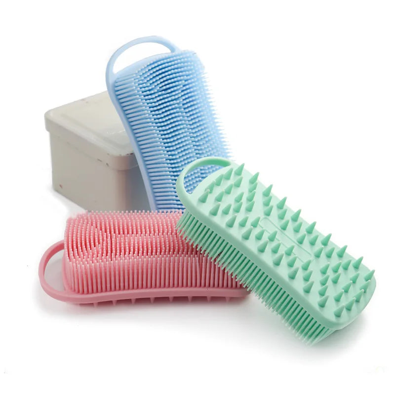 Double Sided Silicone Shower Brush 2 In 1 Exfoliating Body Brush Multi-Function Skin Cleaning Silicone Bath Brush Massage Brush