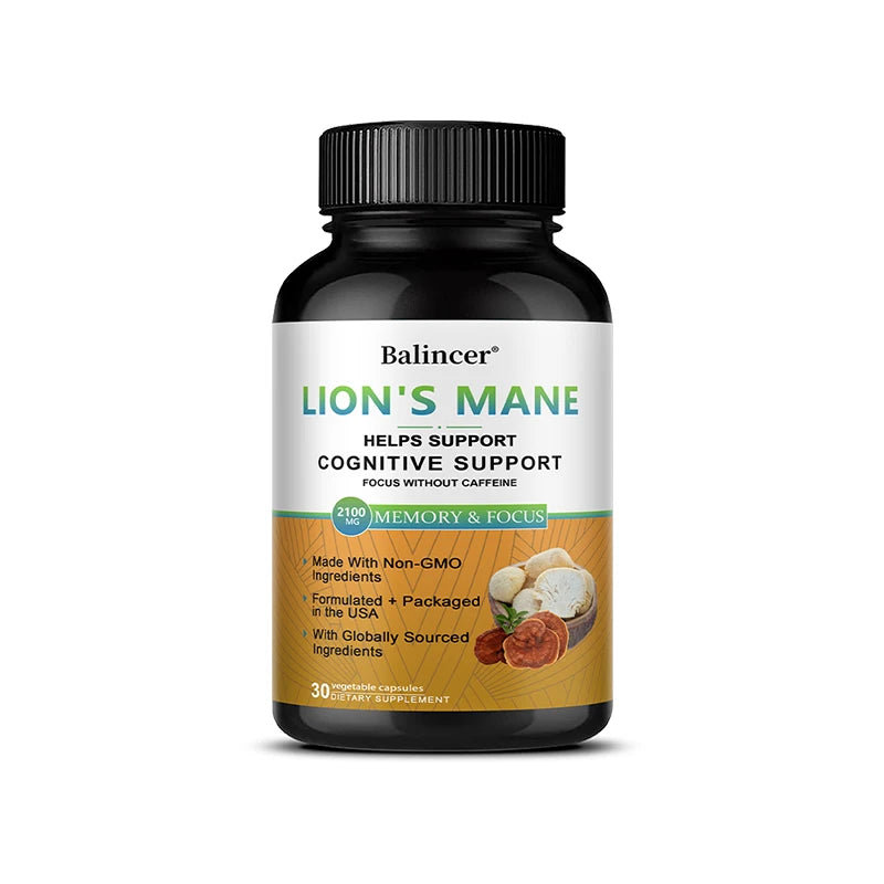 Mushroom Complex Capsules - Lions Mane Cordyceps Reishi, Brain & Immune Support, Nootropic for Focus/Memory, Stress Relief