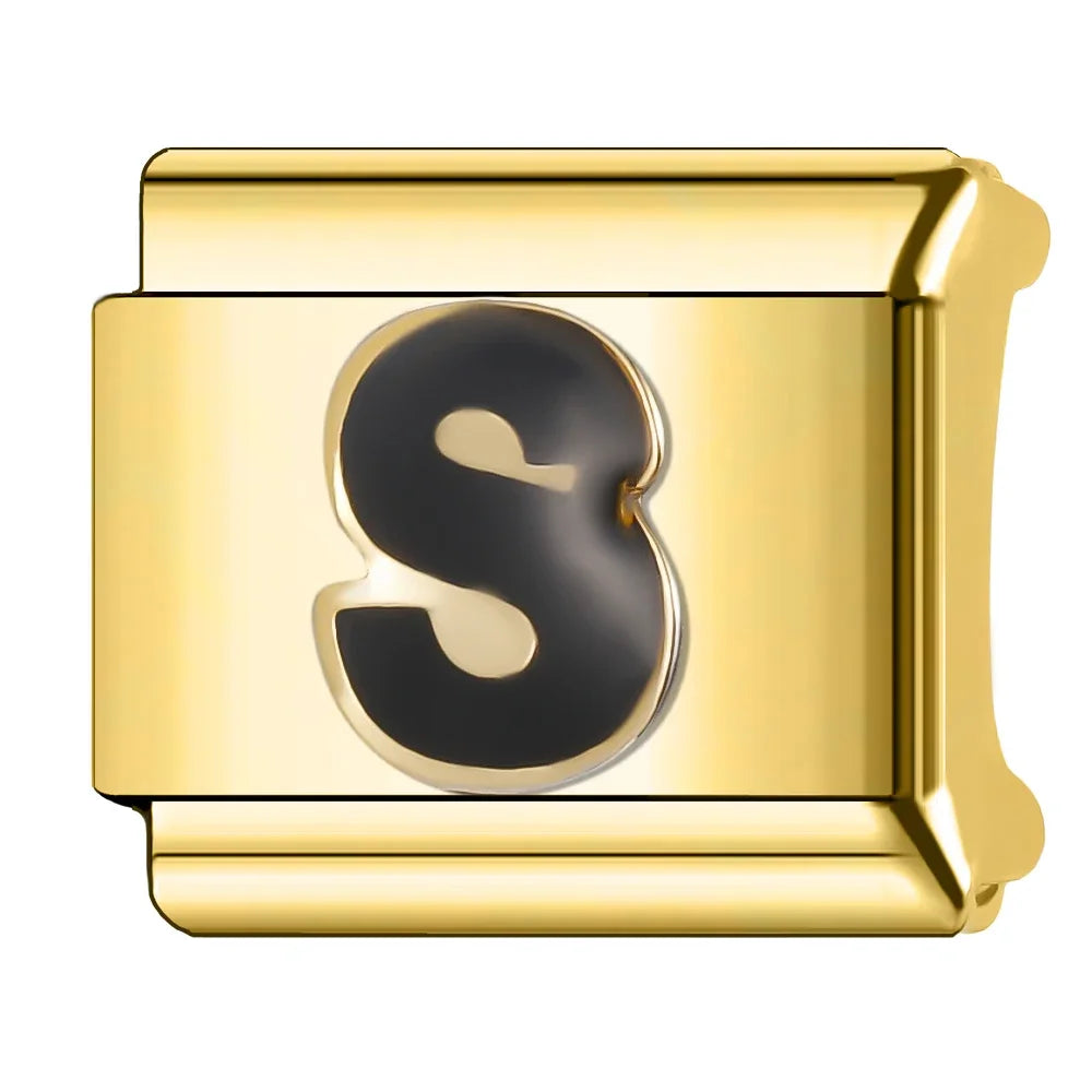 Trusta 2024 Fashion Shiny Golden Colour Charm Italian Links 9mm Bracelet Stainless Steel for Women DIY Jewelry Wholesale N009