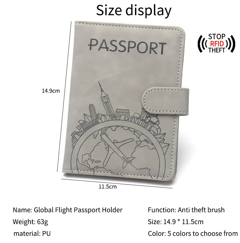 Rfid Global Flight Passport Holder Laser Engarved Name Passport Cover Custom Name Travel Wallet