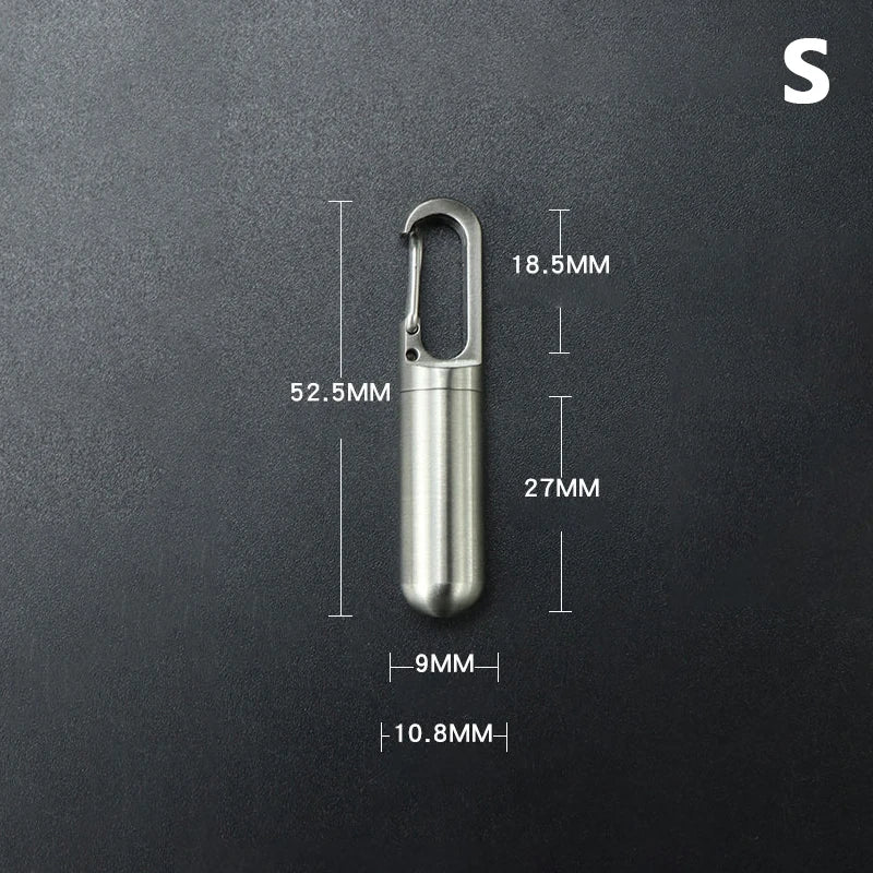 1Pcs Portable Outdoor Waterproof Survival Sealed Pill Box Capsule Seal Bottle  Storage Box  Mini With Keyring Sealed Tank Alloy