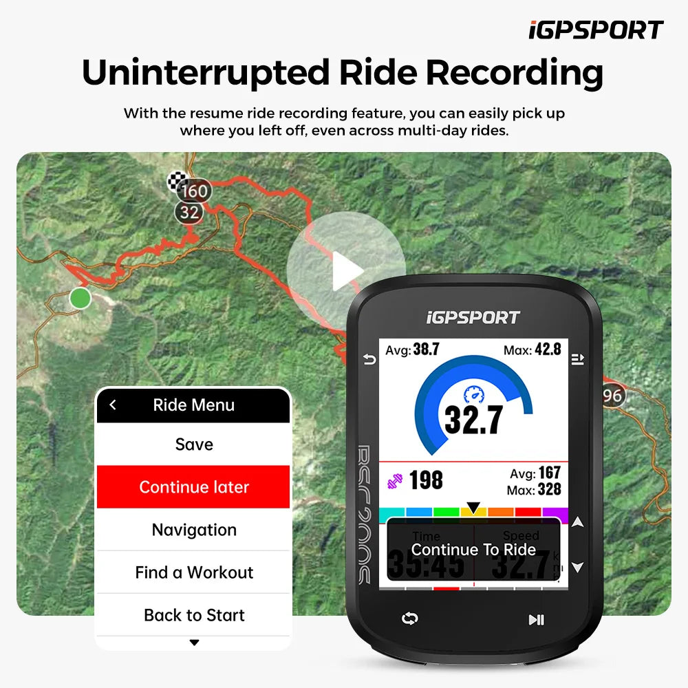iGPSPORT BSC200S GPS Route Navigation Bike Computer Colorful Screen Wireless Bicycle Speedometer Cycling Odometer Bluetooth Ant