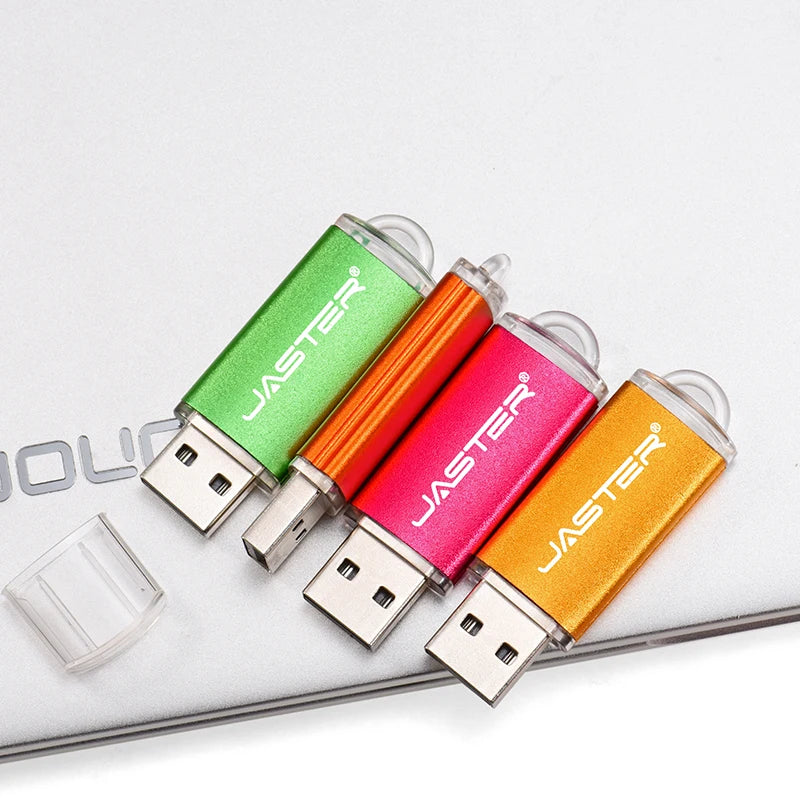 50pcs/LOT Free Logo With Key Chain USB Flash Drive 128GB 64GB 32GB 16GB 8GB 4GB 128M Pendrive 2.0 Fashion 9 Colors U Stick Gifts