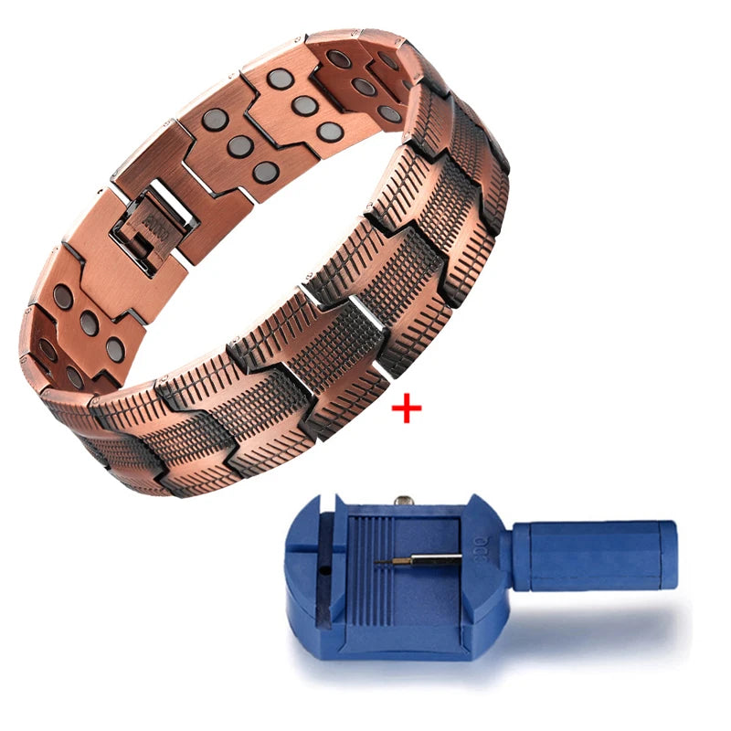 1PCS 3X Copper Bracelet for Men Pure Copper Magnetic Bracelet for Joint Pain with Strength Magnets Therapy Jewelry Gifts For Men