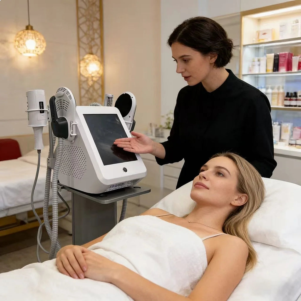 6500W 200HZ Body Sculpting Machine with Rollers, Electromagnetic Muscle Stimulation Massager for Weight Loss and Slimming