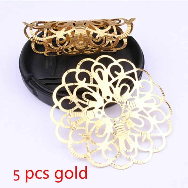 5 Pcs Round Adjustable Gold Metal Hair Tube Beads Rings Cuffs Hair Accessories Dreadlocks Cuff Clip Hair Jewelry for Braids