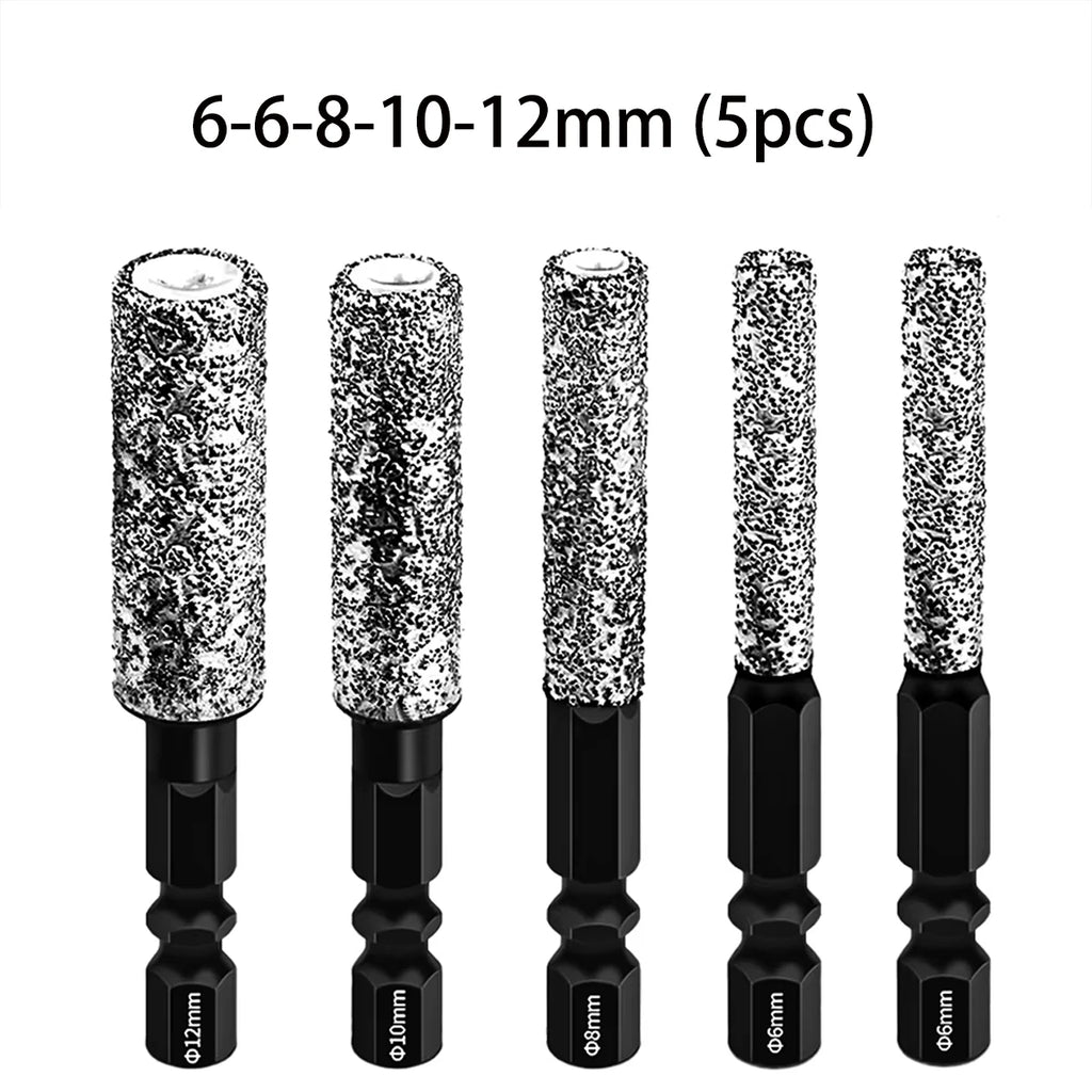 5Pcs 6-12mm Dry Drill M14 Thread Brazing Hole Saw Set For Drilling Holes Porcelain Tiles Marble Vitrified Tile Drill Bits Tools