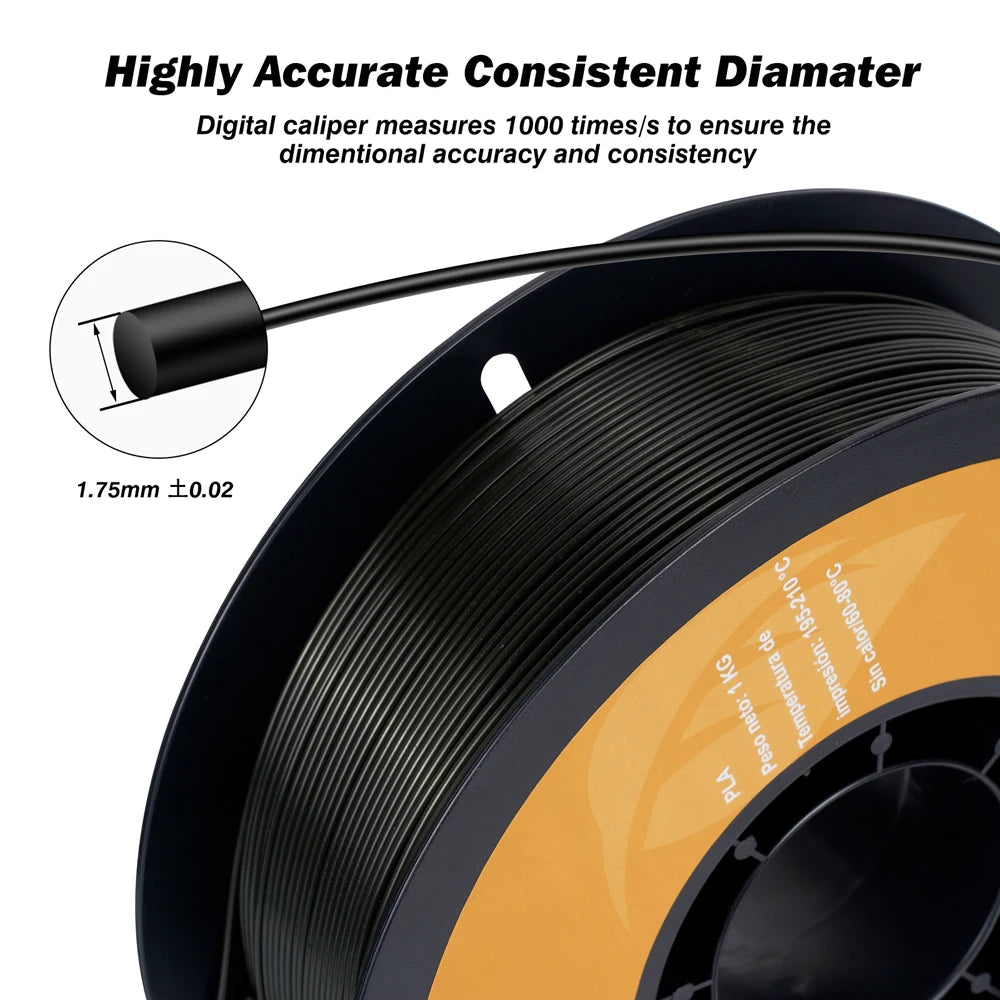 KINGROON 10kg MIX PLA Filament 1.75mm Spool Wire Plastic For 3D Printer Material +/-0.02MM Vacuum Packaging 3D Printing Filament