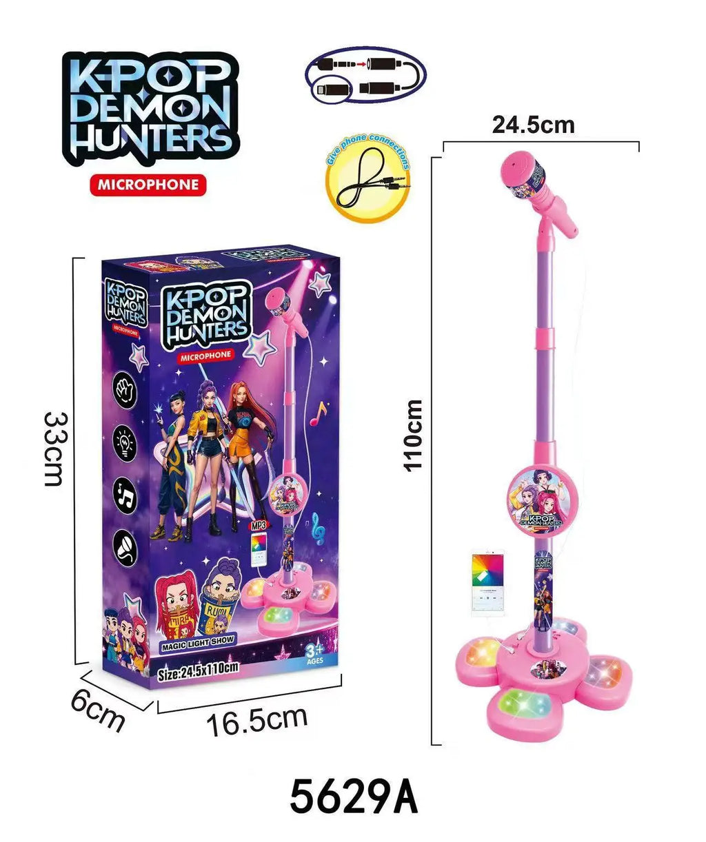 K019 Toys Witch Hunters Microphone With Adjustable Stand Led Lights Support Mp3 Playback Karaoke Singing Music Performance Gift