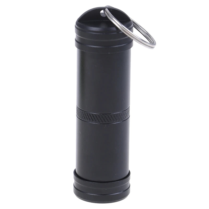 1Pcs Portable Outdoor Waterproof Survival Sealed Pill Box Capsule Seal Bottle  Storage Box  Mini With Keyring Sealed Tank Alloy