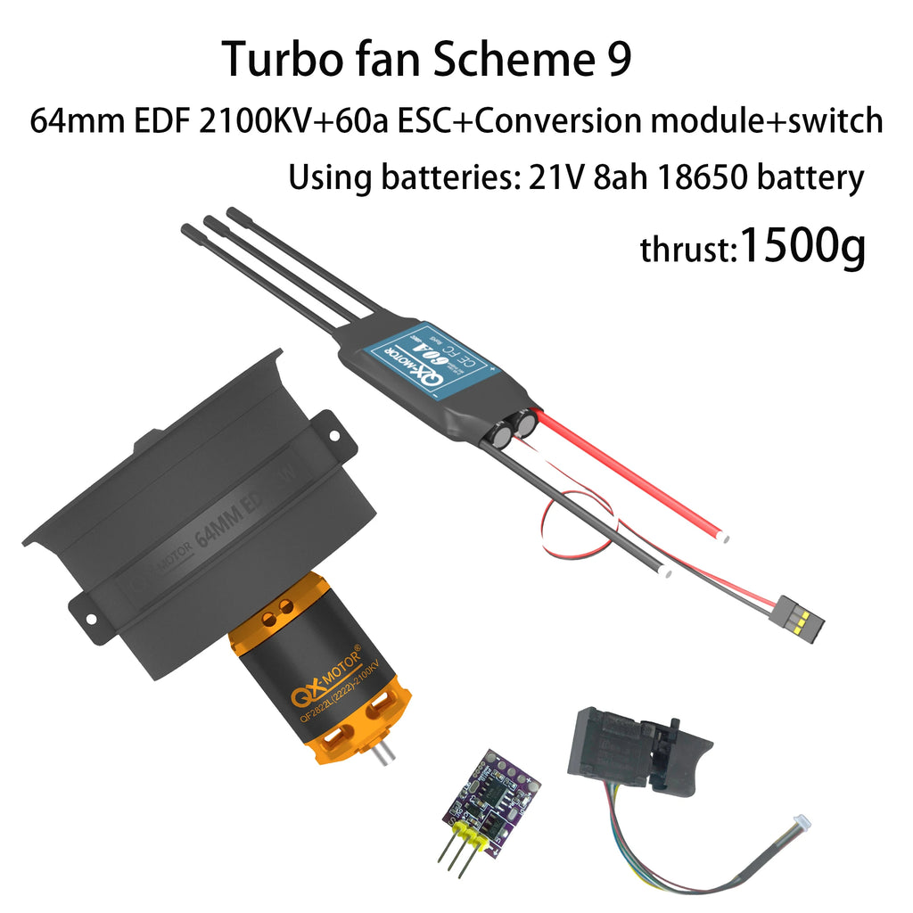 50 / 64 / 70mm EDF Brushless Motor KIT 1000W Controller ESC Blower Switch for Turbo Fan Blower