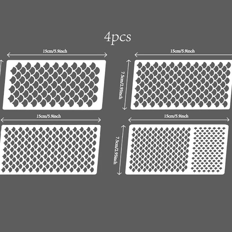 1Set Fish Scale Stencil Face Painting Templates To Draw Children Makeup Stencils Reusable Facial Drawing Stencil