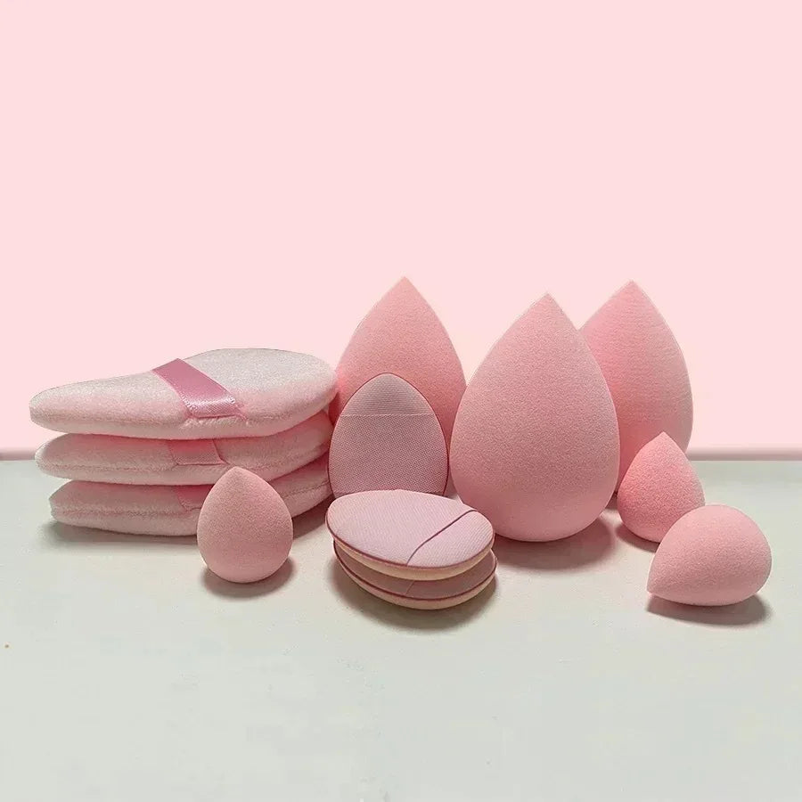 12Pcs Makeup Sponge Kit with Spa Headband, Foundation Blending Egg & Velvet Powder Puff, Complete Cosmetic Tools Set for Women -
