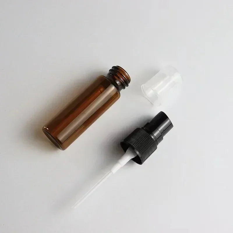 100pcs 3/5/10ml Amber Glass Spray Bottles for Essential Oils Empty Spray Bottle Amber Glass Perfume Bottle Atomizer Container