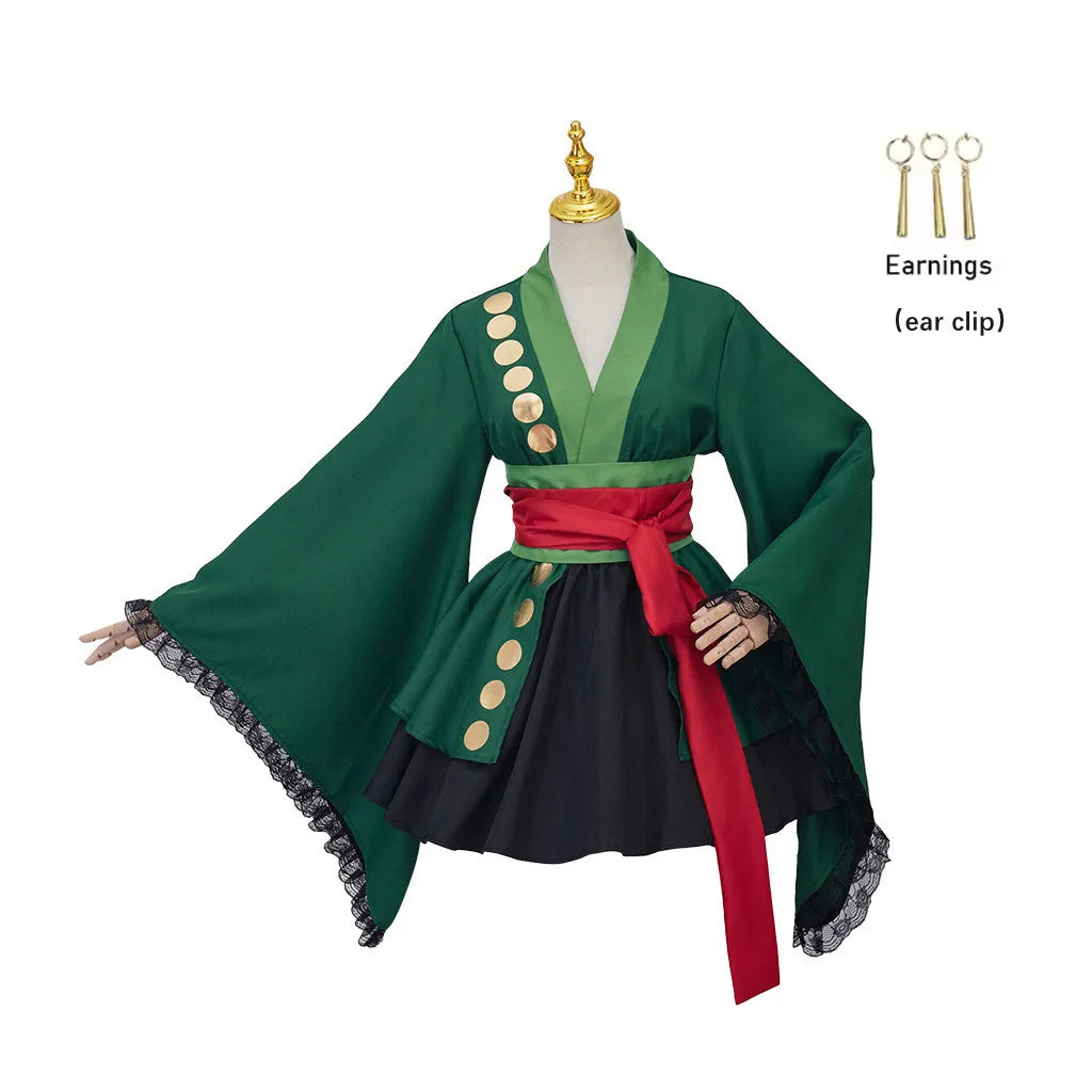 Roronoa Cosplay Costume Halloween Kimono Dresses Outfits One Anime Piece Robe Cloak Belt Full Suit Outfit for Woman