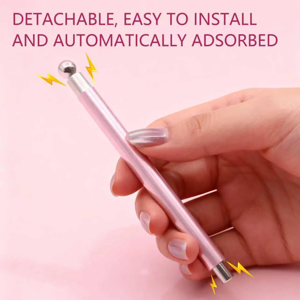 Pro Cat Eye Nail Magnet Kit — Dual-Tip Wand, Round Beads & Y/Rabbit Stencil. DIY Multi-Style Cat Eye Nails Made Easy.
