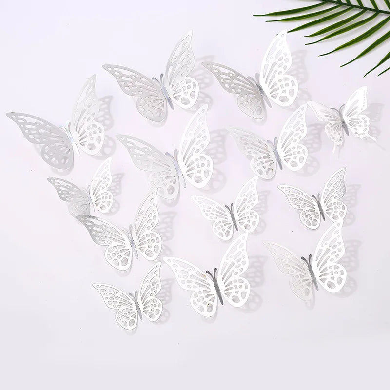 12 pcs Butterfly Cake Toppers Rose Gold for Birthday, Wedding, Engagement Occasions Dessert Decoration Cupcake Toppers DIY Gift