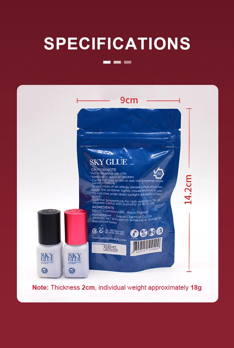 10 Bottles SKY S+ Glue Eyelash Extension 5ml Korea Original Black Red Cap False Lash Sky Adhesive Supplies Makeup Tools Colas
