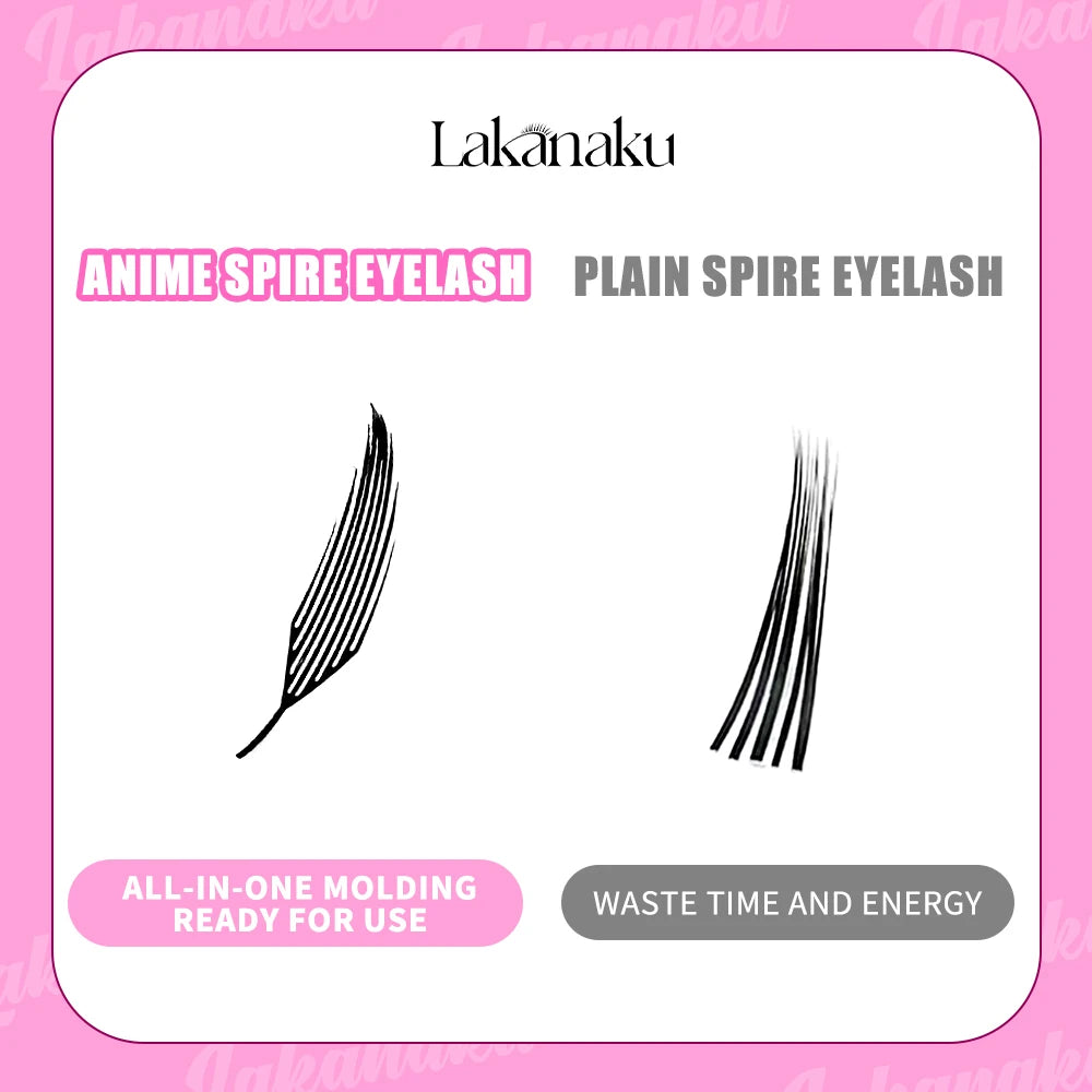 LAKANAKU Spire Fans Premade Anime Lashes Spikes Eyelash Extensions for Comic Eyelashes