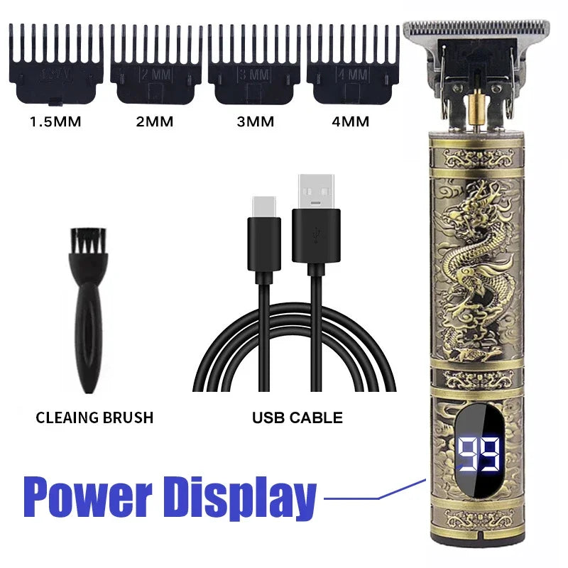 Vintage Hair Clipper Cordless Trimmer Portable USB Fast Charging Hair Cutting Machine Electric Shaver Professional Barber