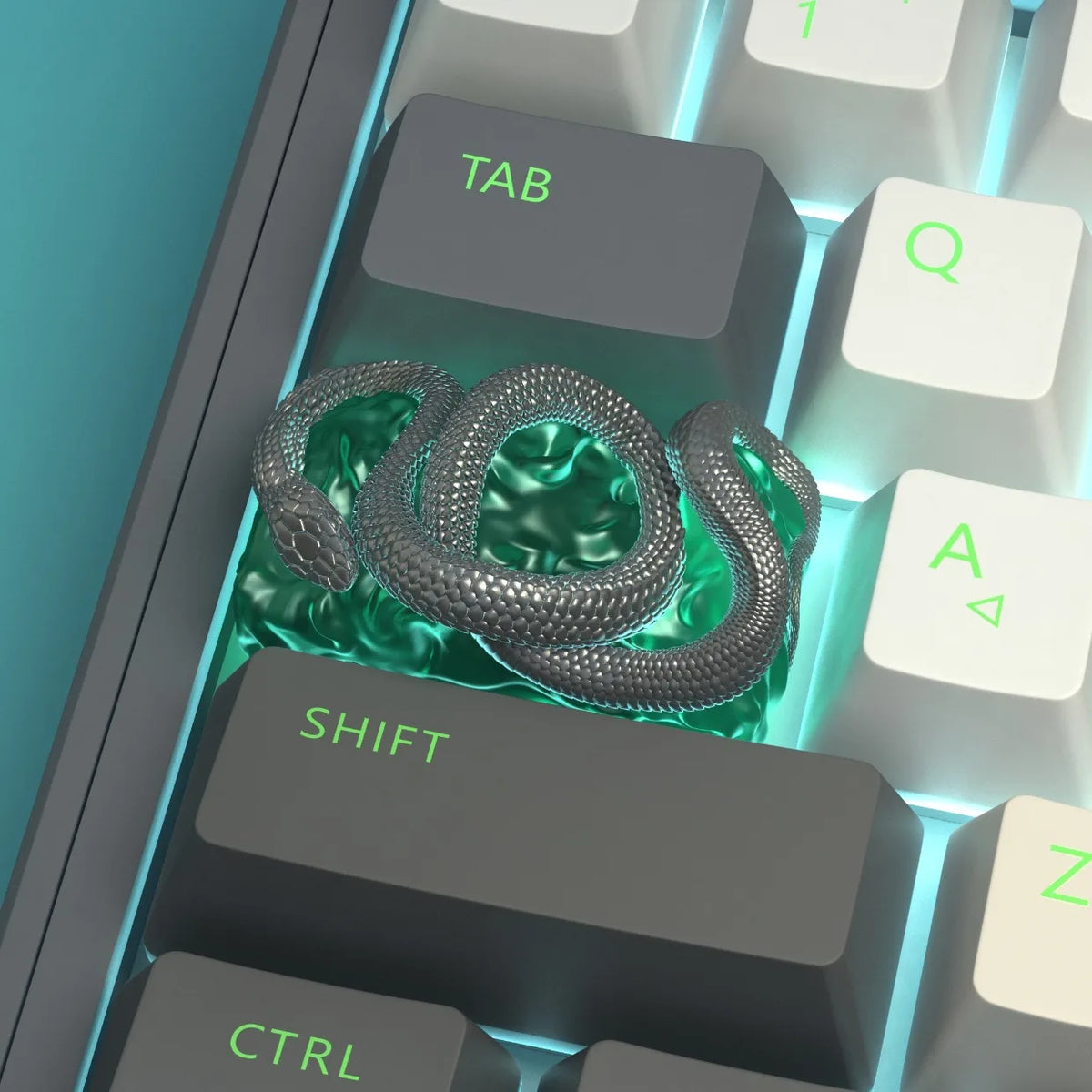 Green Snake Theme Mechanical Keyboard Resin Keycap 1.75u Keycap DIY Personalized Light-transmitting Keycap Keyboard Accessories