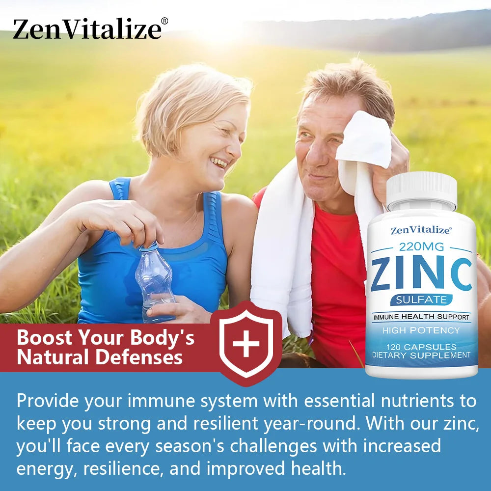 ZenVitalize Zinc 220Mg [High Potency] Supplement – Zinc Sulfate for Immune Support System