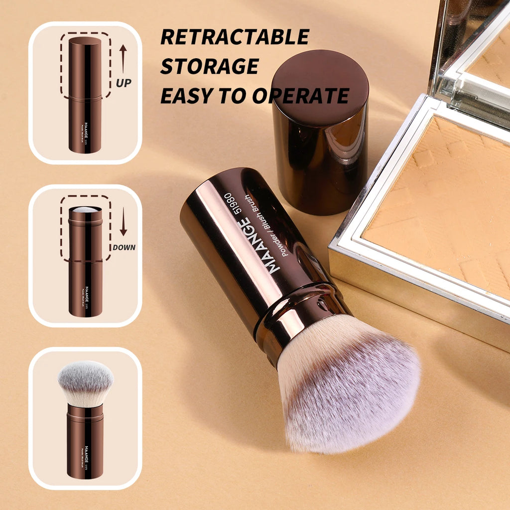 MAANGE 1PCS Retractable Foundation Makeup Brush Soft Dense Blusher Powder Concealer Makeup Brush Portable Cosmetic Makeup Tools