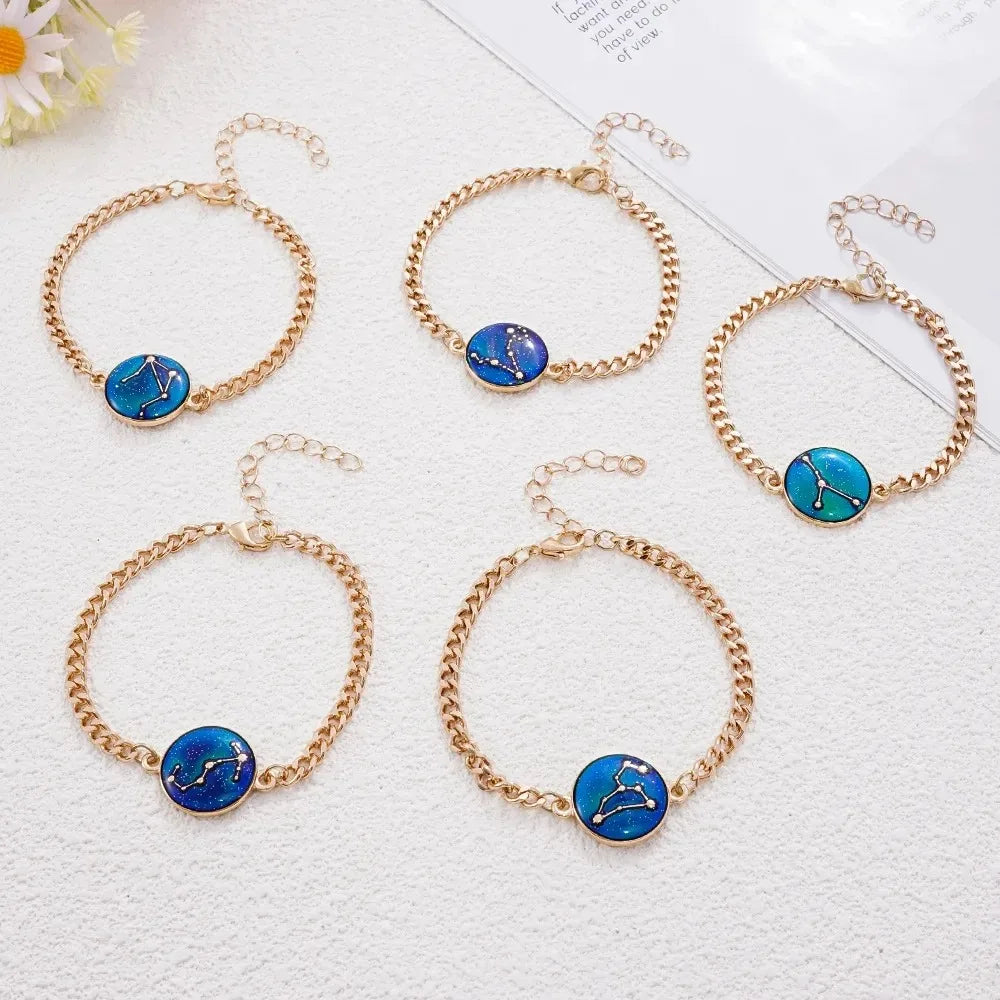 Zodiac Bracelet for Women 12 Constellation Sign Bracelet Color Changing Bracelet Temperature Sensing Mood Jewelry