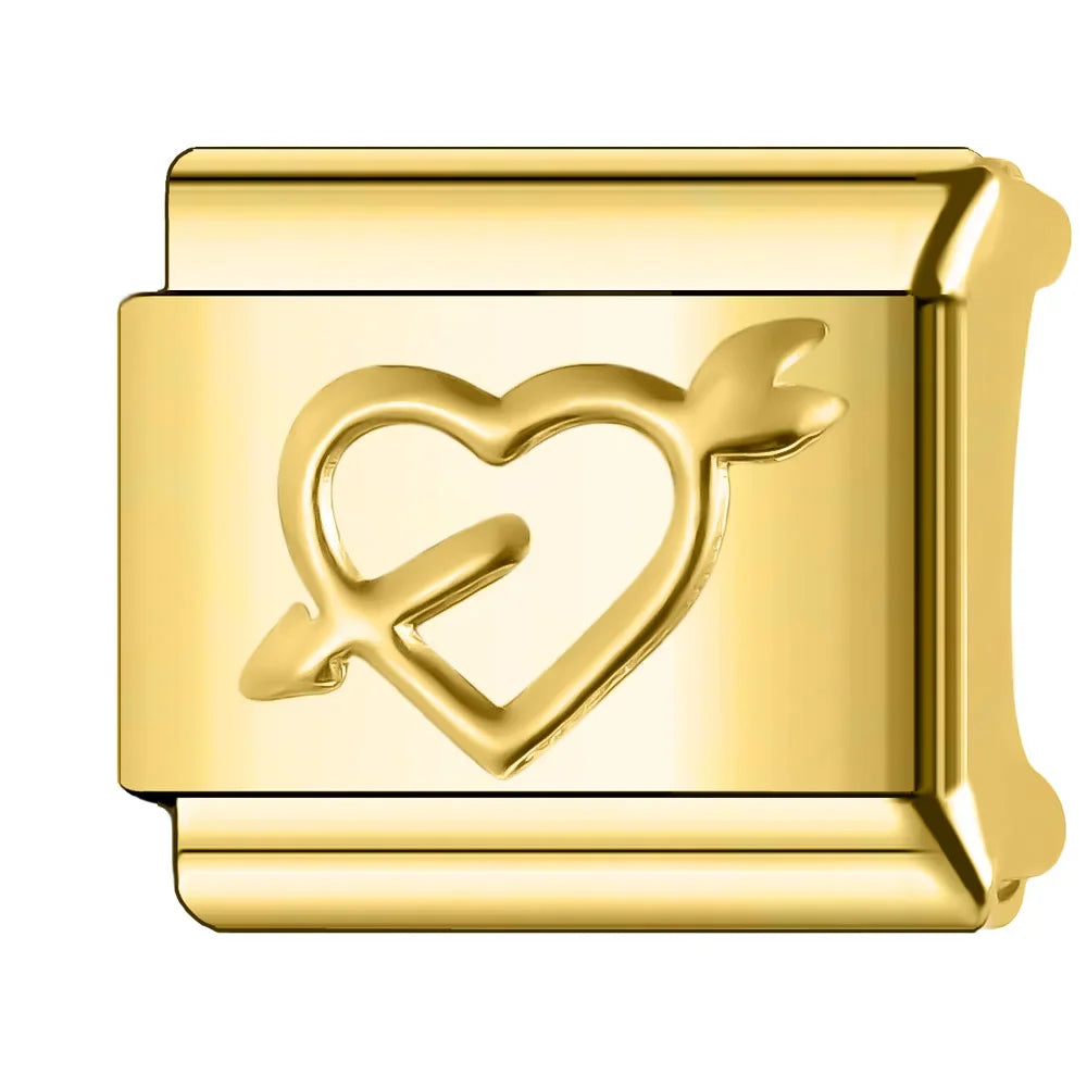Trusta 2024 Fashion Shiny Golden Colour Charm Italian Links 9mm Bracelet Stainless Steel for Women DIY Jewelry Wholesale N009