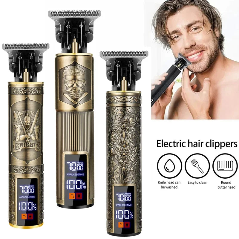 Vintage Hair Clipper Cordless Trimmer Portable USB Fast Charging Hair Cutting Machine Electric Shaver Professional Barber