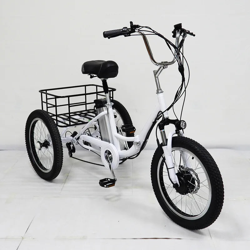 20 Inch Foldable Electric Tricycle 350W Brushless Motor 48V10.4Ah Lithium Battery 40km Max Load 150KG Adult 7Speed Cargo E-Trike