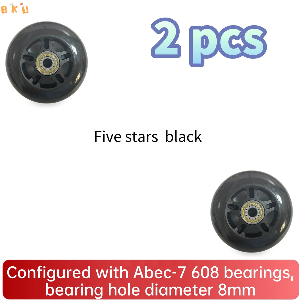 2 Pcs 80mm Inline Skate Wheels - High Elastic, Silent & Wear-Resistant for Luggage, Carts, Kids' Scooters
