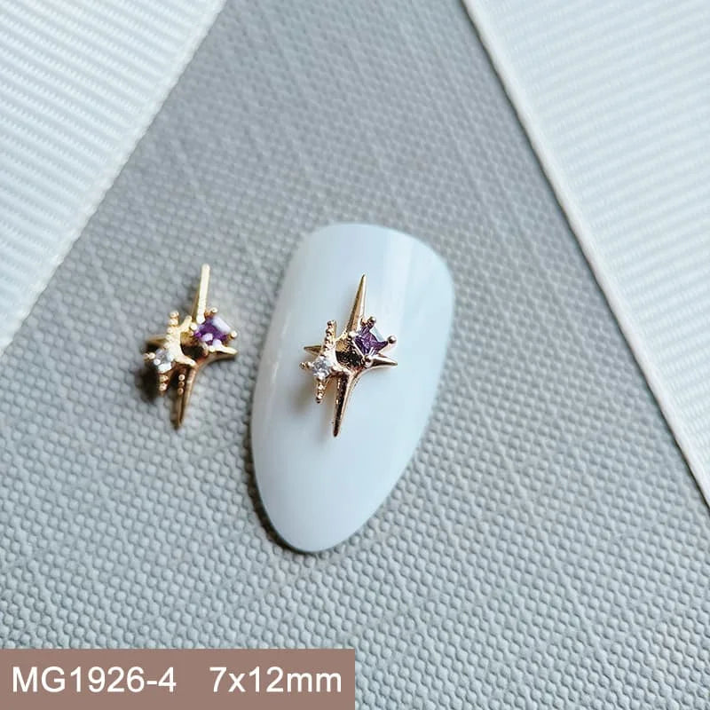 10pcs 3D Luxury Nail Art Charms Zircon Metal Star And Flower Decorations Starlight Jewelry Accessories for Manicure Supplies