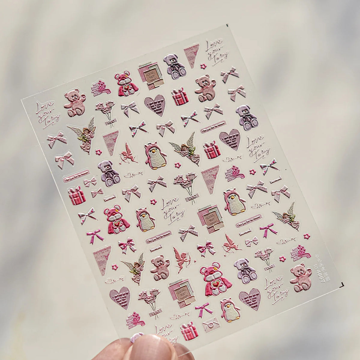 1pcs 5D Shell Light Nail Stickers Fashion Gold Border Love Heart Bowknot Moon Star Art Decal High Quality Manicure Decorations