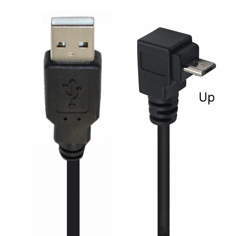 Up Down Left Right Angled Double 90 Degree Micro USB Male to USB Male Fast Data Charge Connector Short Cable Cord 0.15m 0.5m 1m