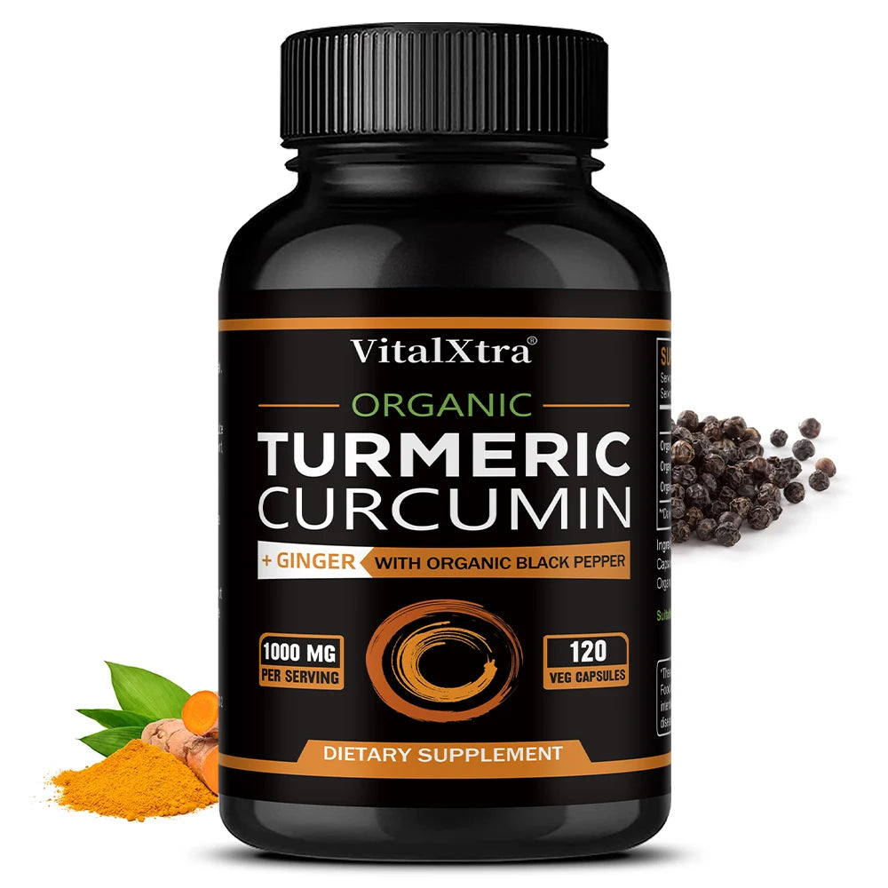 Turmeric Curcumin with Black Pepper & Ginger, 95% Curcuminoids, Joint, Brain, Cognitive, Digestive & Immune Support, Antioxidant