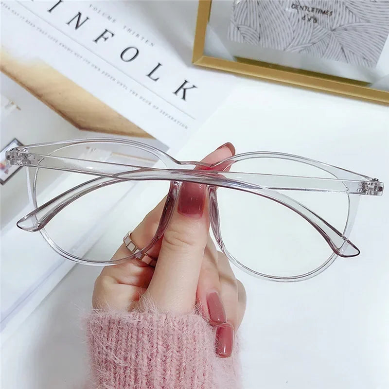 Transparent Computer Plano Glasses Round Frame for Women Men Anti Blue Light Clear Eyewear Blocking Optical Spectacle Eyeglasses