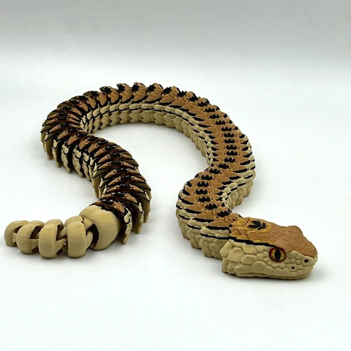 3D Printed Rattlesnake with Teeth Multi-jointed Movable Home Decor Kids Halloween Scare Desk Accessory Delicate Design