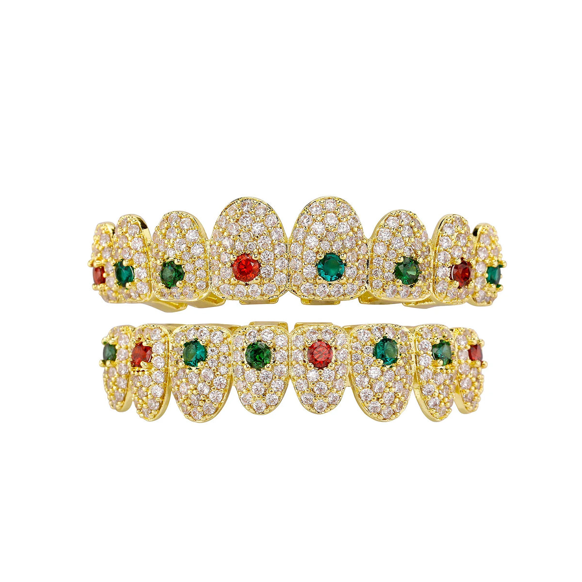 JINAOHip Hop Full Iced Out Colorful CZ stone Rainbow Grillz 8 Teeth Men Women Top&Bottom Grill Punk Rapper Halloween Christmas