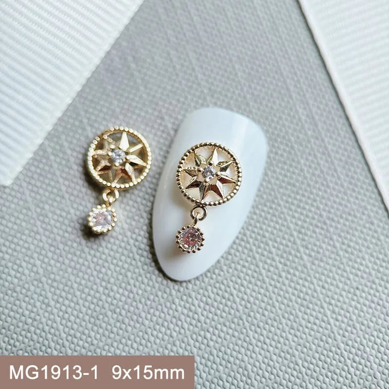 10pcs 3D Luxury Nail Art Charms Zircon Metal Star And Flower Decorations Starlight Jewelry Accessories for Manicure Supplies